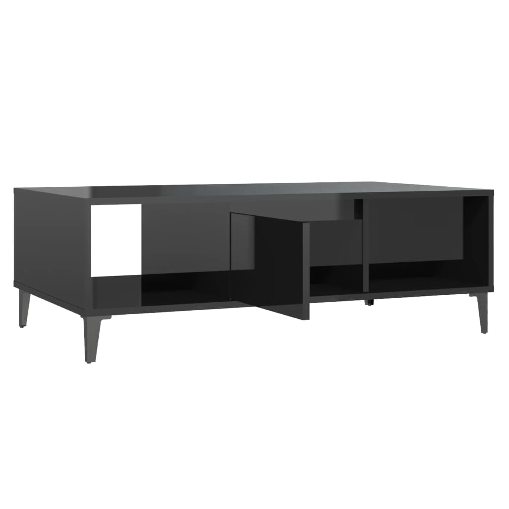 Table basse noir brillant 103,5x60x35 cm bois d'ingénierie - XIOS