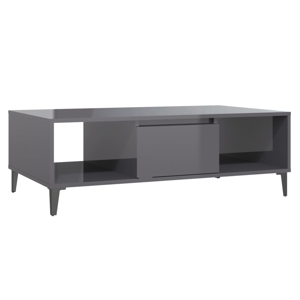 Table basse gris brillant 103,5x60x35 cm bois d'ingénierie - XIOS