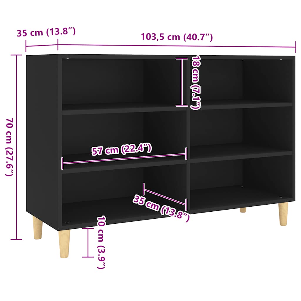 Buffet noir 103,5x35x70 cm bois d'ingénierie
