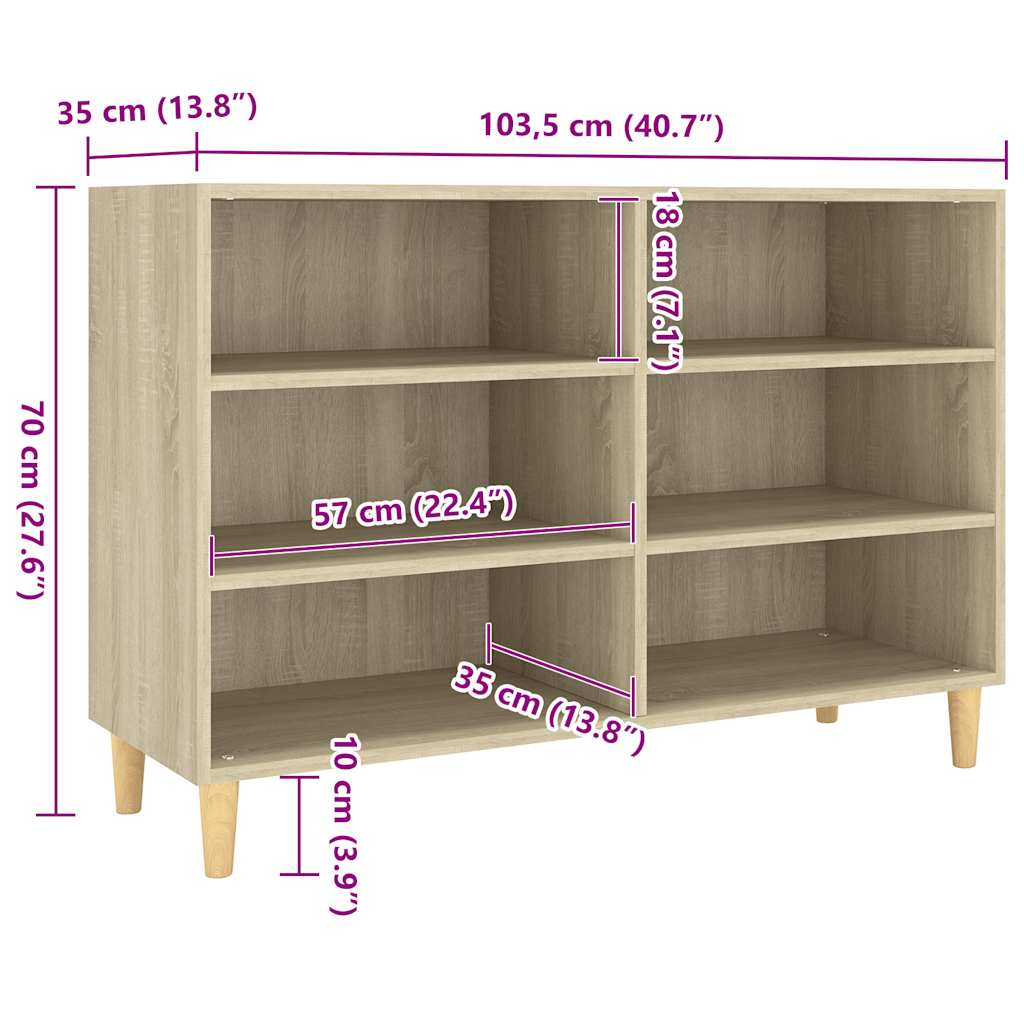 Buffet chêne sonoma 103,5x35x70 cm bois d'ingénierie