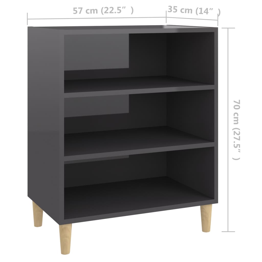 Buffet gris brillant 57x35x70 cm bois d'ingénierie - XIOS