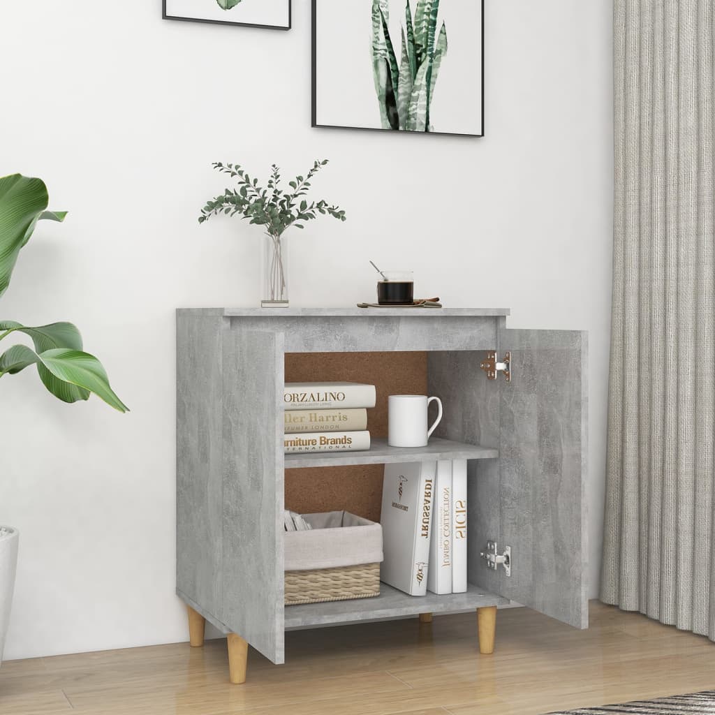 Buffet avec pieds en bois Gris béton bois d'ingénierie - XIOS
