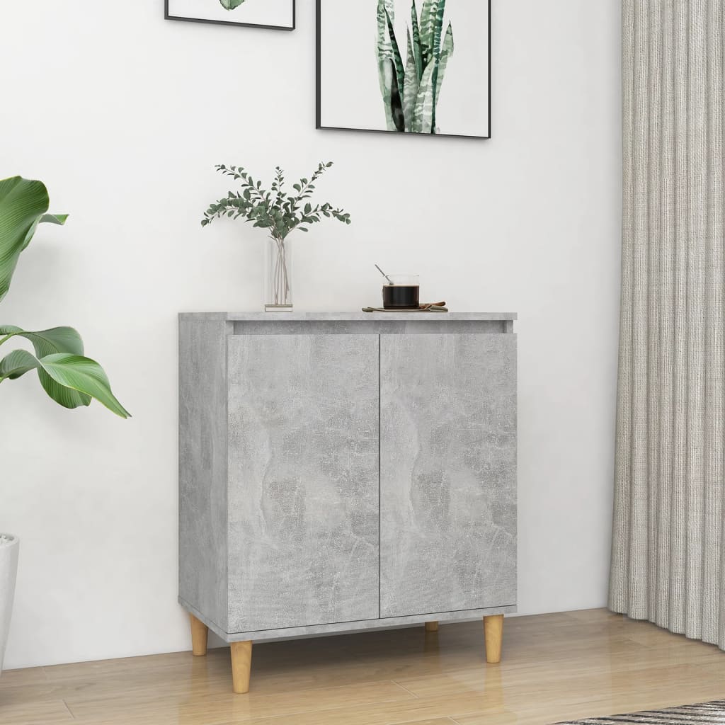 Buffet avec pieds en bois Gris béton bois d'ingénierie - XIOS