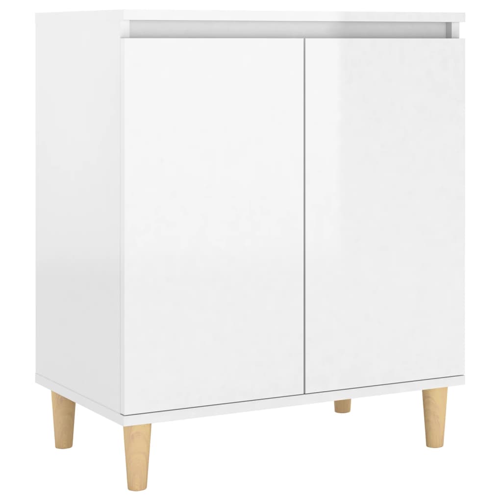 Buffet avec pieds en bois blanc brillant bois d'ingénierie - XIOS