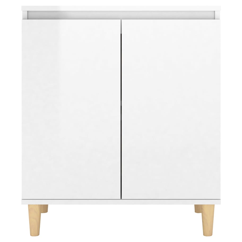 Buffet avec pieds en bois blanc brillant bois d'ingénierie - XIOS