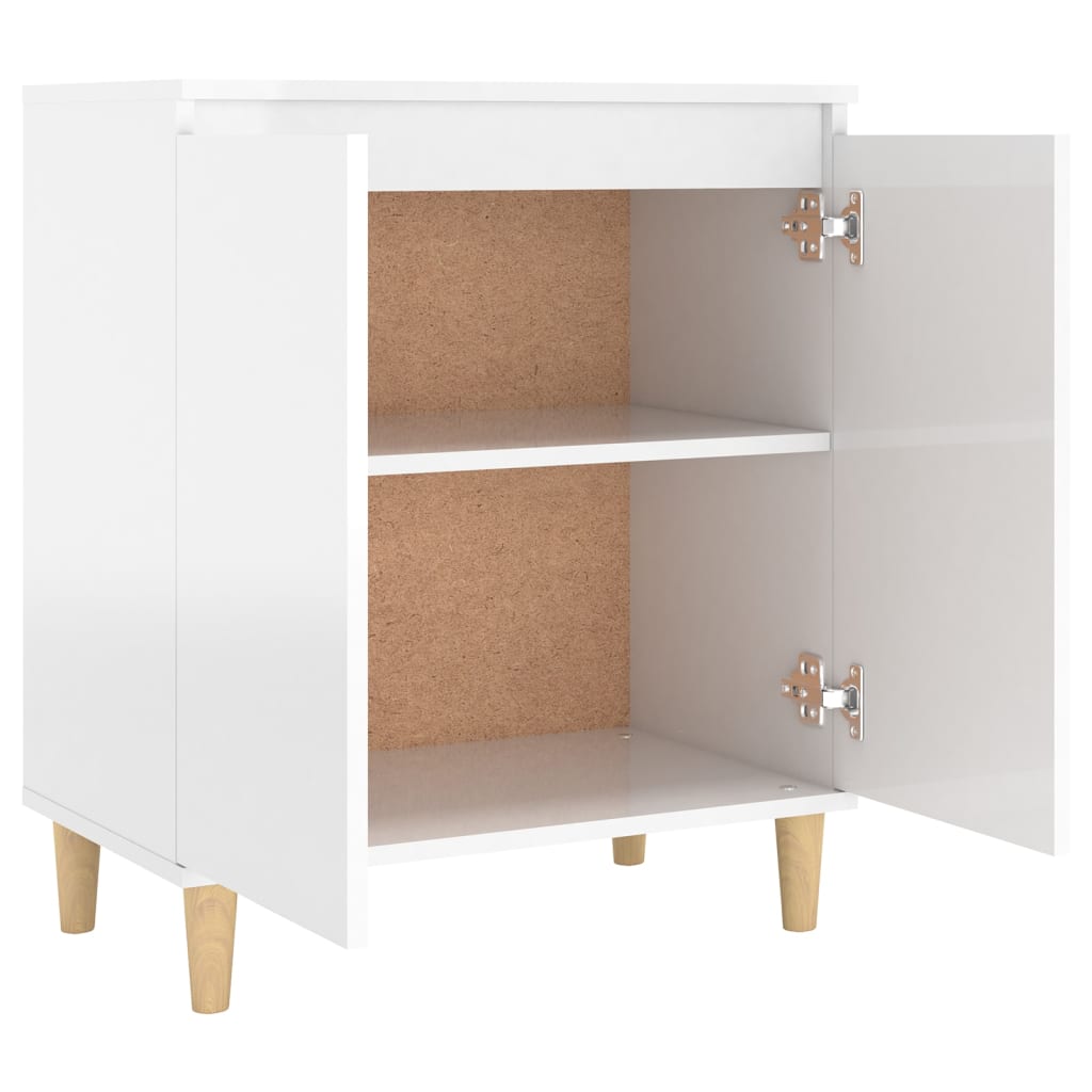 Buffet avec pieds en bois blanc brillant bois d'ingénierie - XIOS