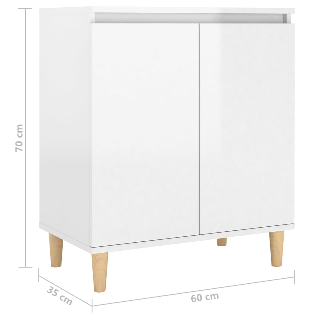 Buffet avec pieds en bois blanc brillant bois d'ingénierie - XIOS