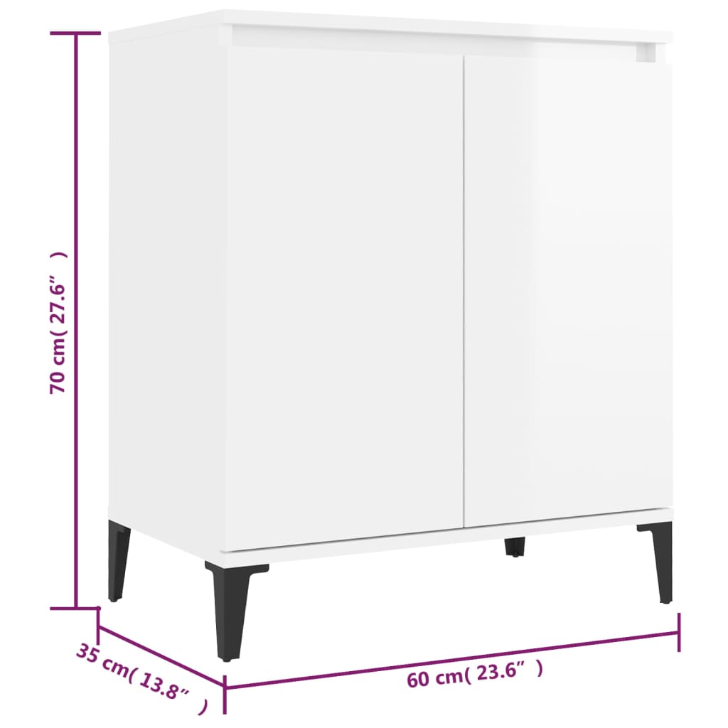 Buffet blanc brillant 60x35x70 cm bois d'ingénierie - XIOS