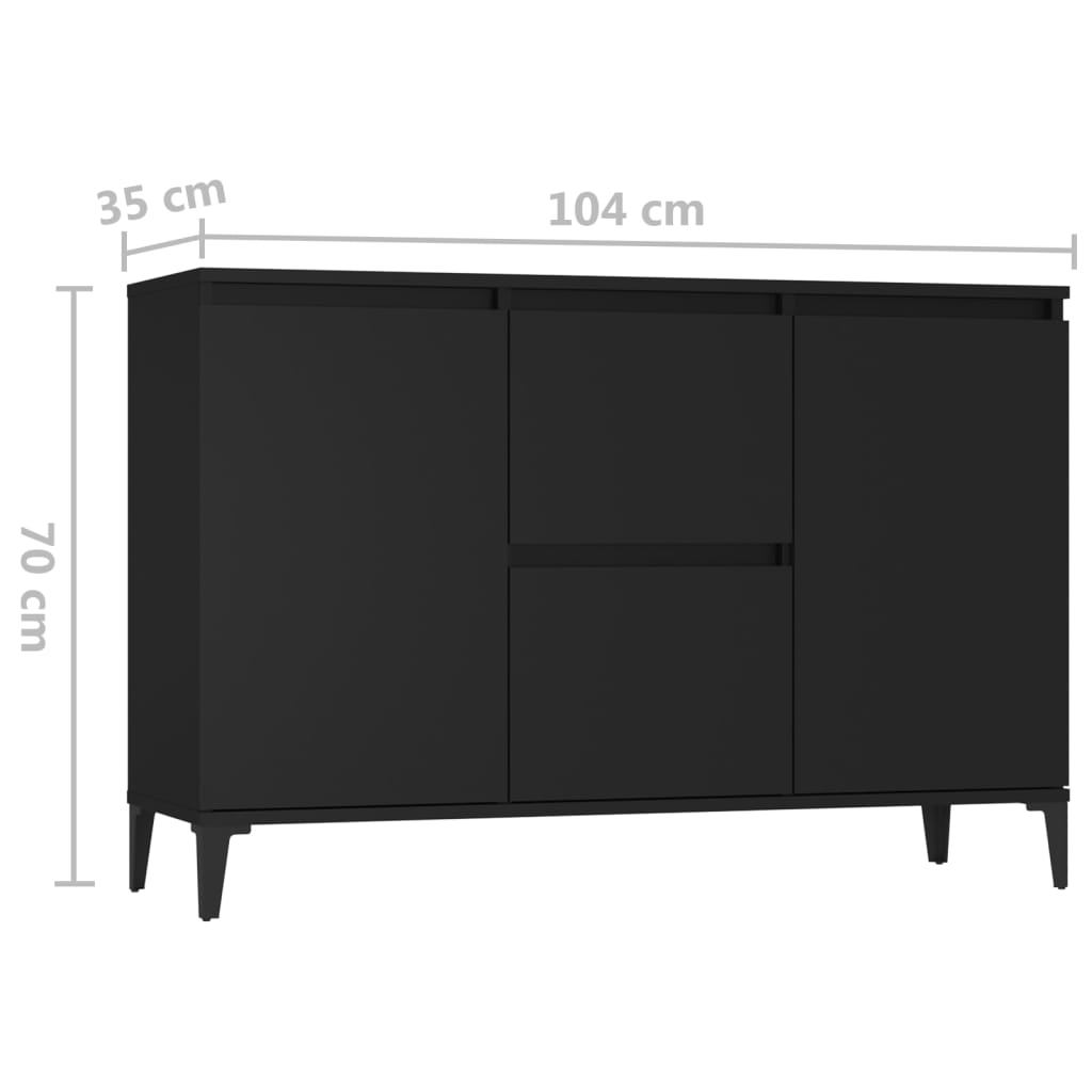 Buffet noir 102x35x70 cm bois d’ingénierie - XIOS