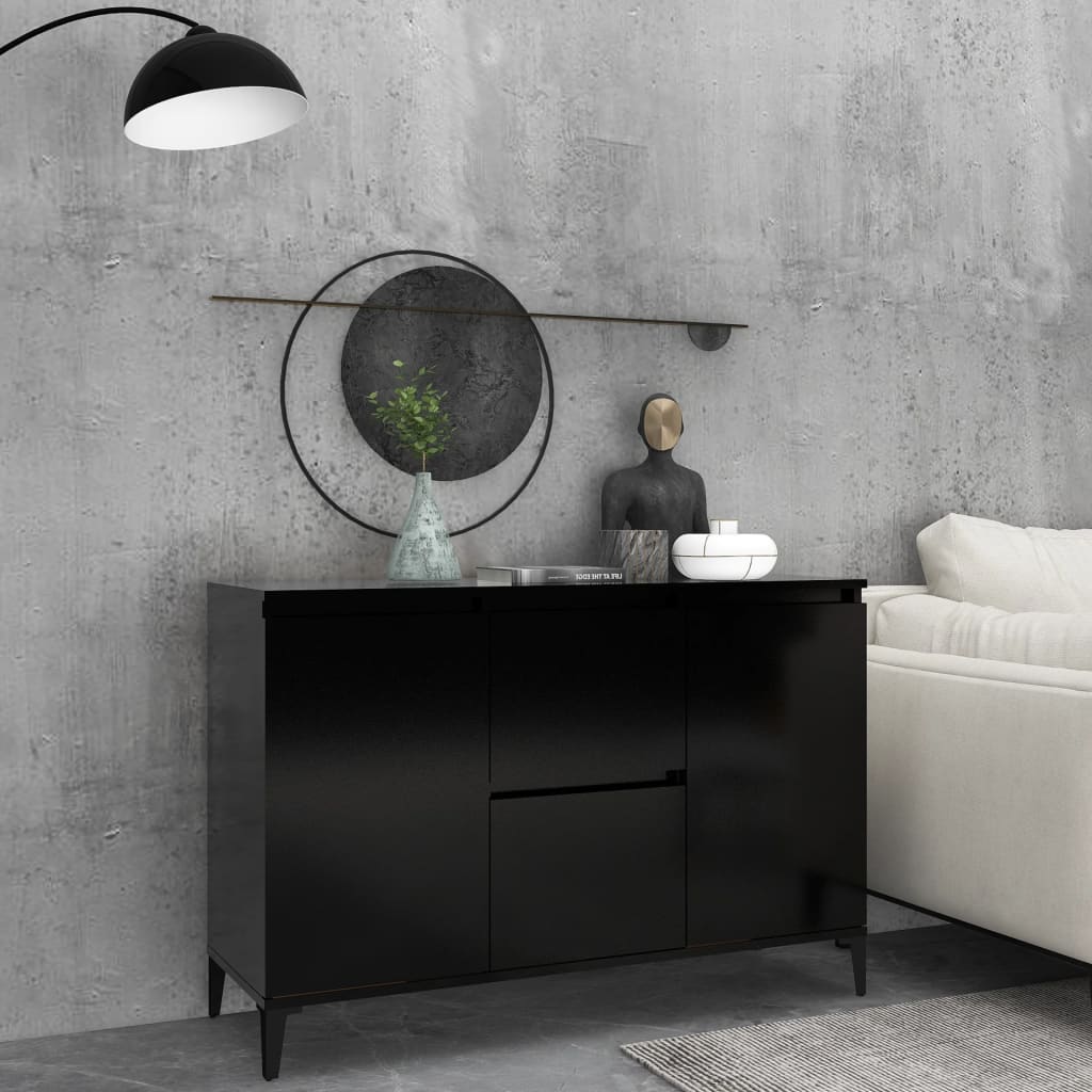 Buffet noir 102x35x70 cm bois d’ingénierie - XIOS