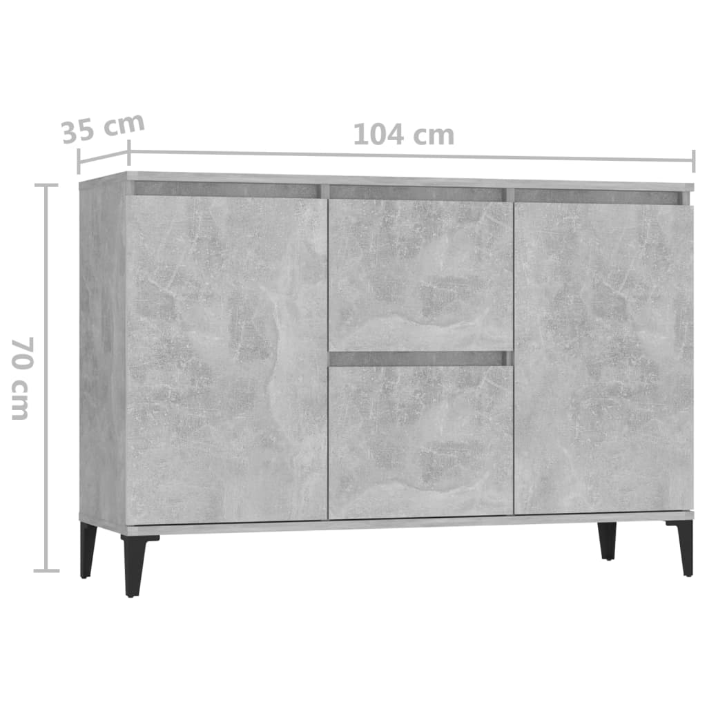 Buffet gris béton 104x35x70 cm bois d'ingénierie