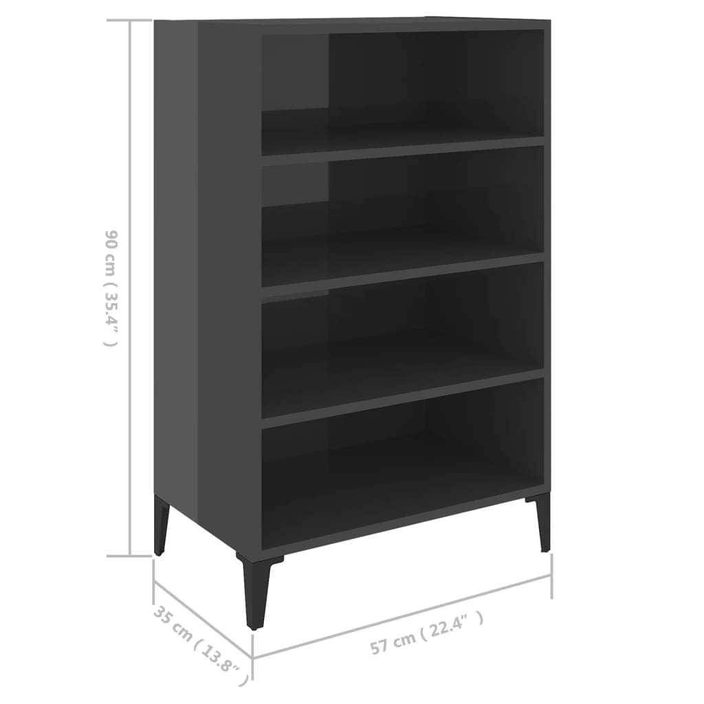 Buffet Gris brillant 57x35x90 cm Aggloméré - XIOS