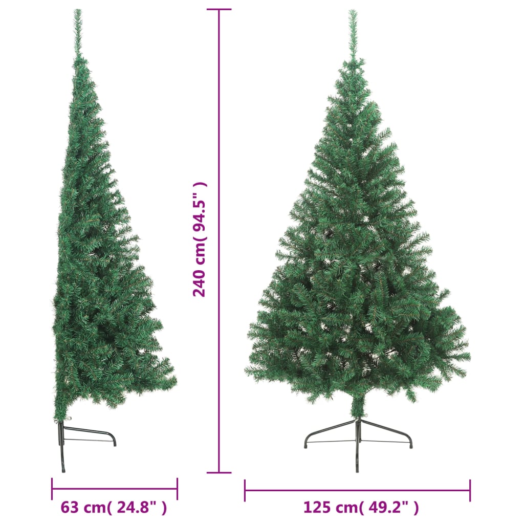Sapin de Noël artificiel moitié avec support vert 240 cm PVC - XIOS