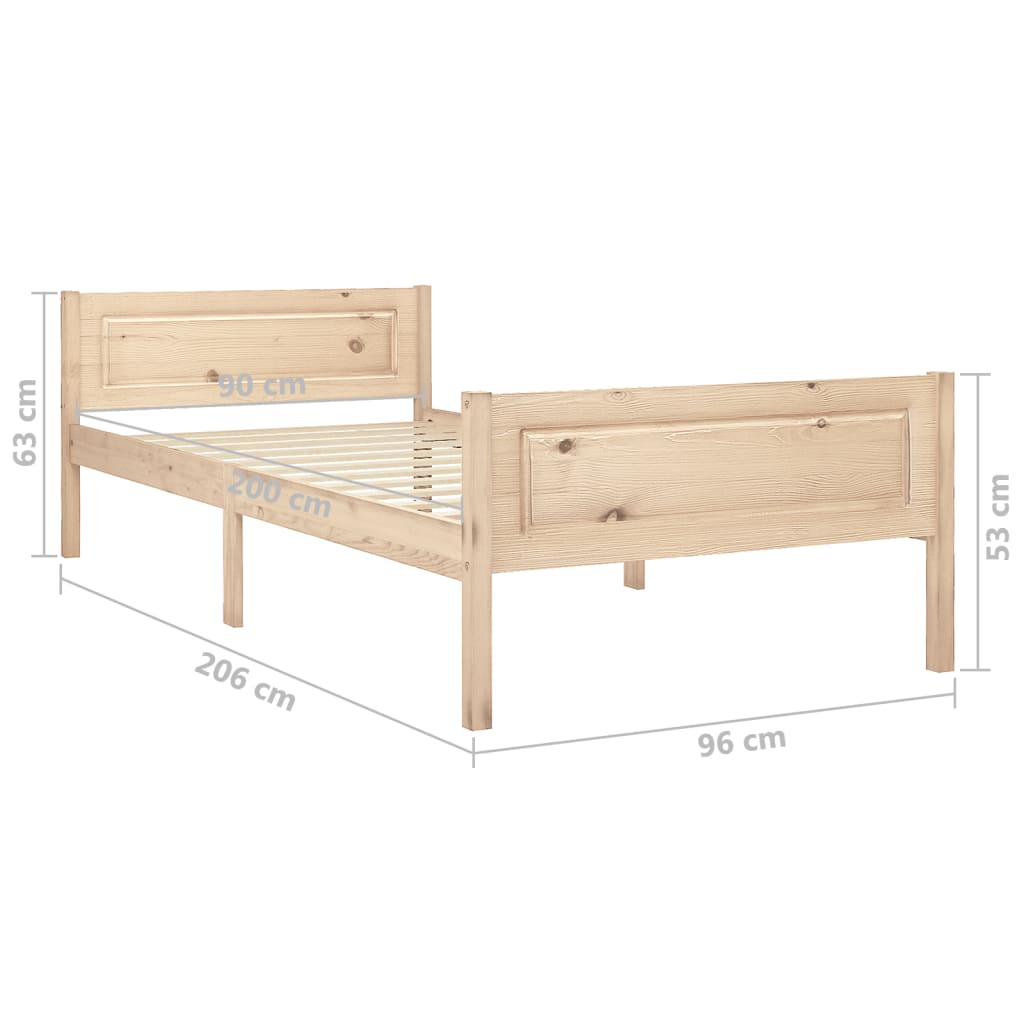 Cadre de lit sans matelas bois de pin massif 90x200 cm - XIOS