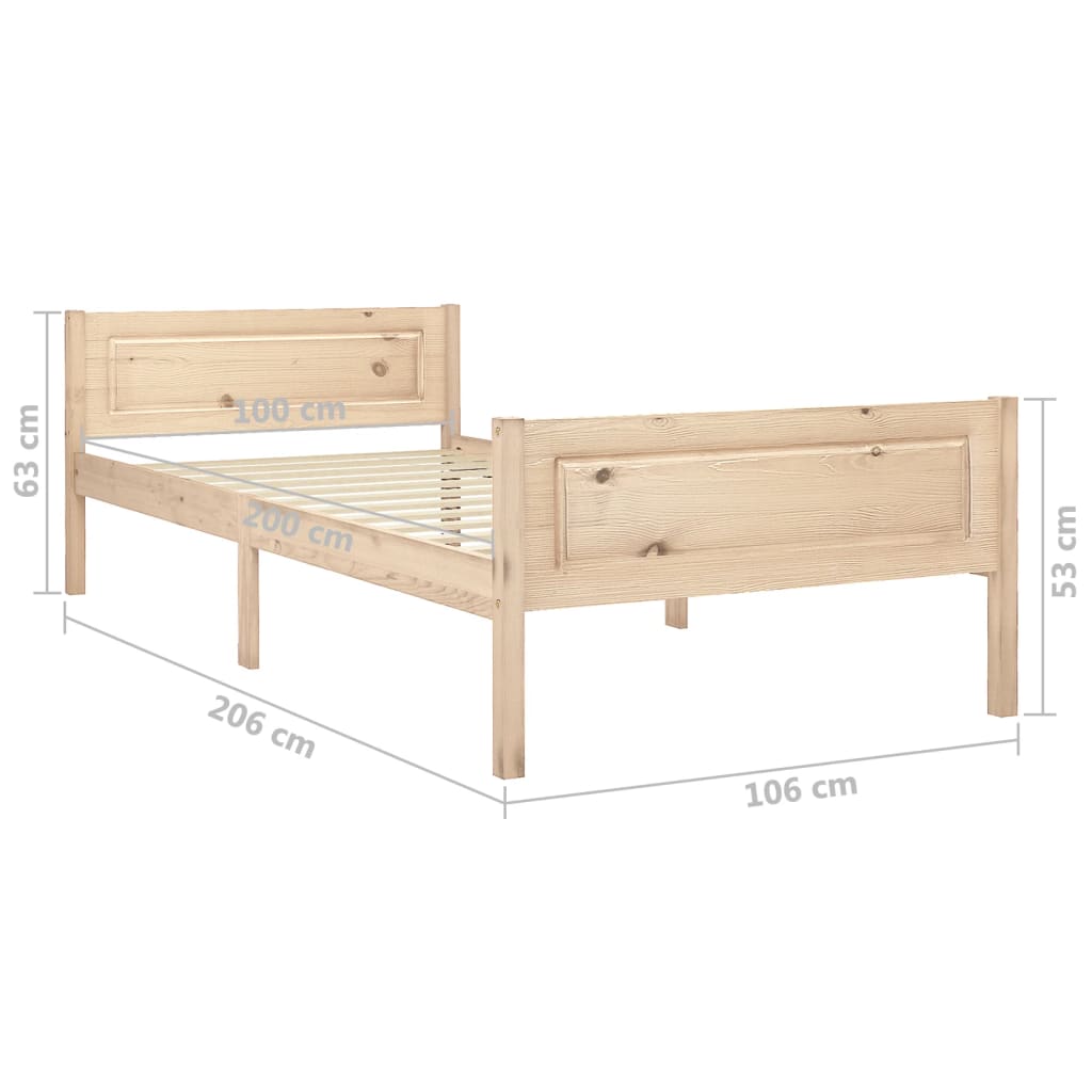 Cadre de lit sans matelas bois massif de pin 100x200 cm - XIOS