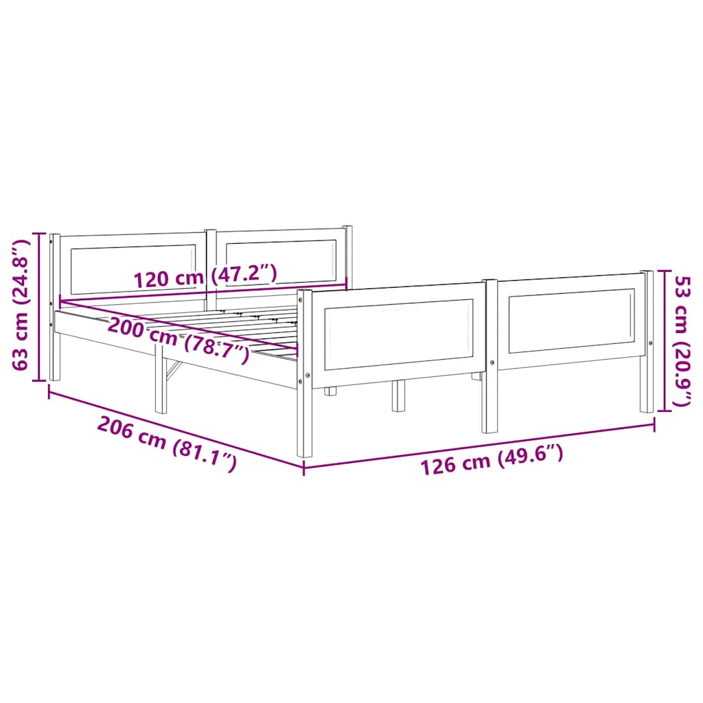 Cadre de lit sans matelas bois de pin massif 120x200 cm - XIOS