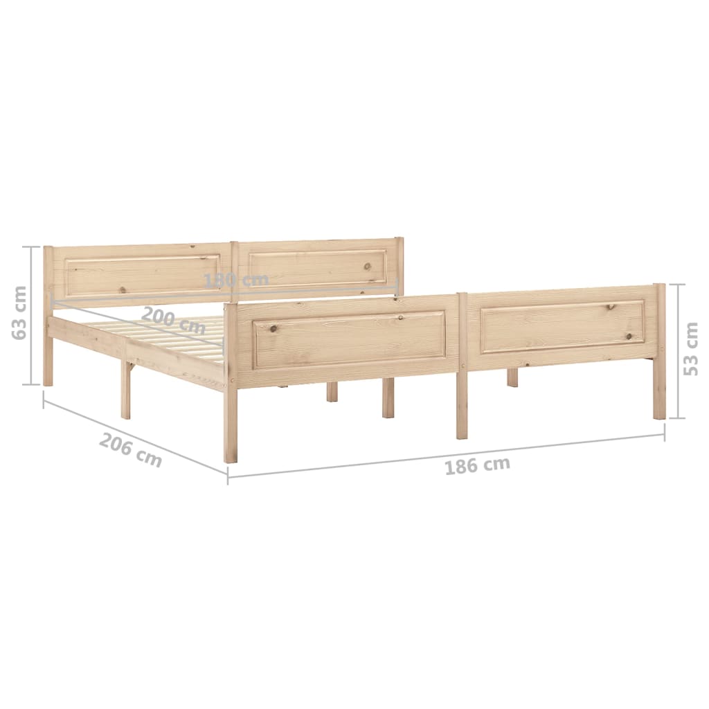 Cadre de lit sans matelas bois massif de pin 180x200 cm - XIOS