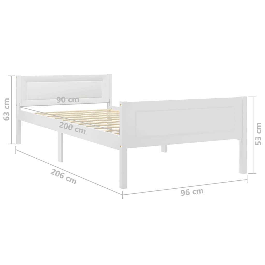 Cadre de lit Bois de pin massif Blanc 90x200 cm - XIOS