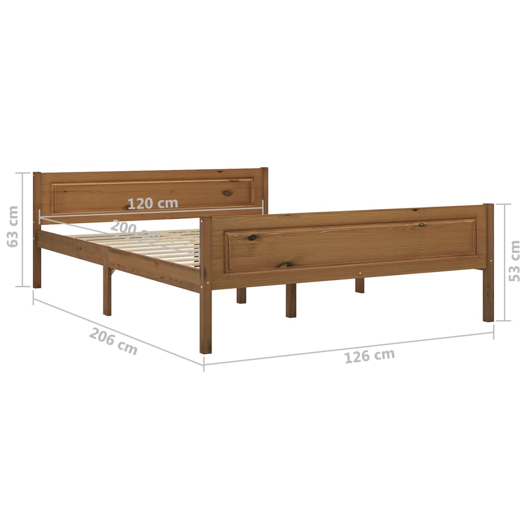 Cadre de lit sans matelas pin massif marron miel 120x200 cm - XIOS