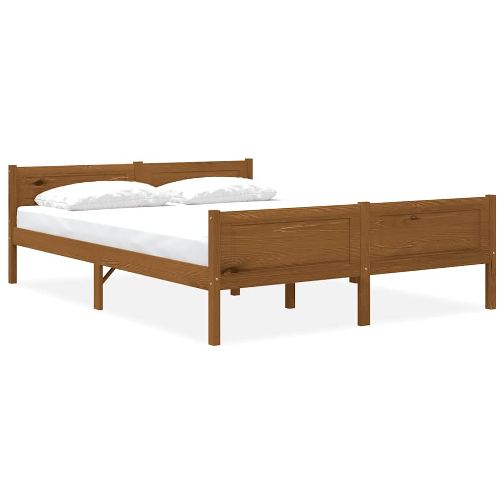 Cadre de lit sans matelas pin massif marron miel 140x200 cm - XIOS