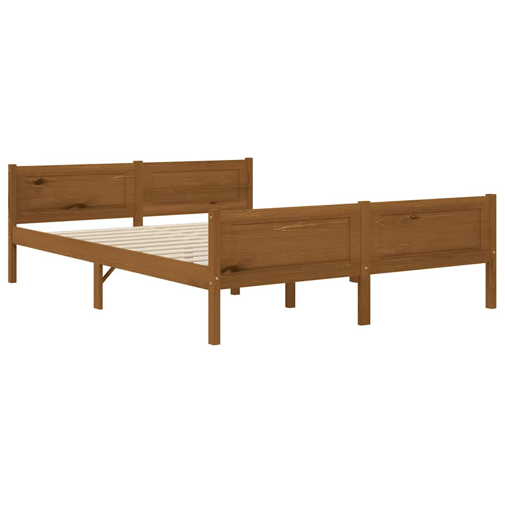 Cadre de lit sans matelas pin massif marron miel 140x200 cm - XIOS