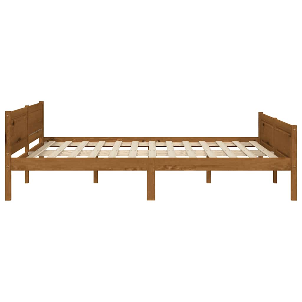 Cadre de lit sans matelas pin massif marron miel 140x200 cm - XIOS