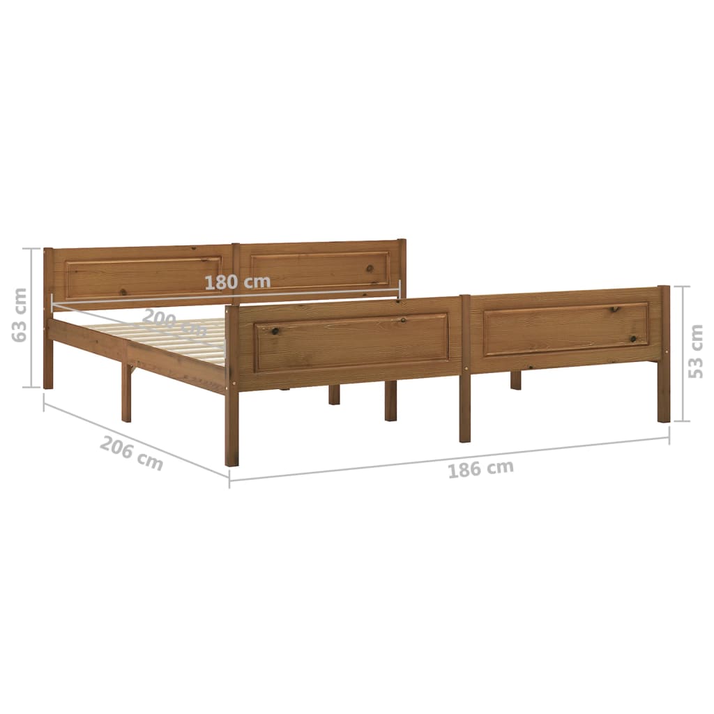 Cadre de lit sans matelas pin massif marron miel 180x200 cm - XIOS