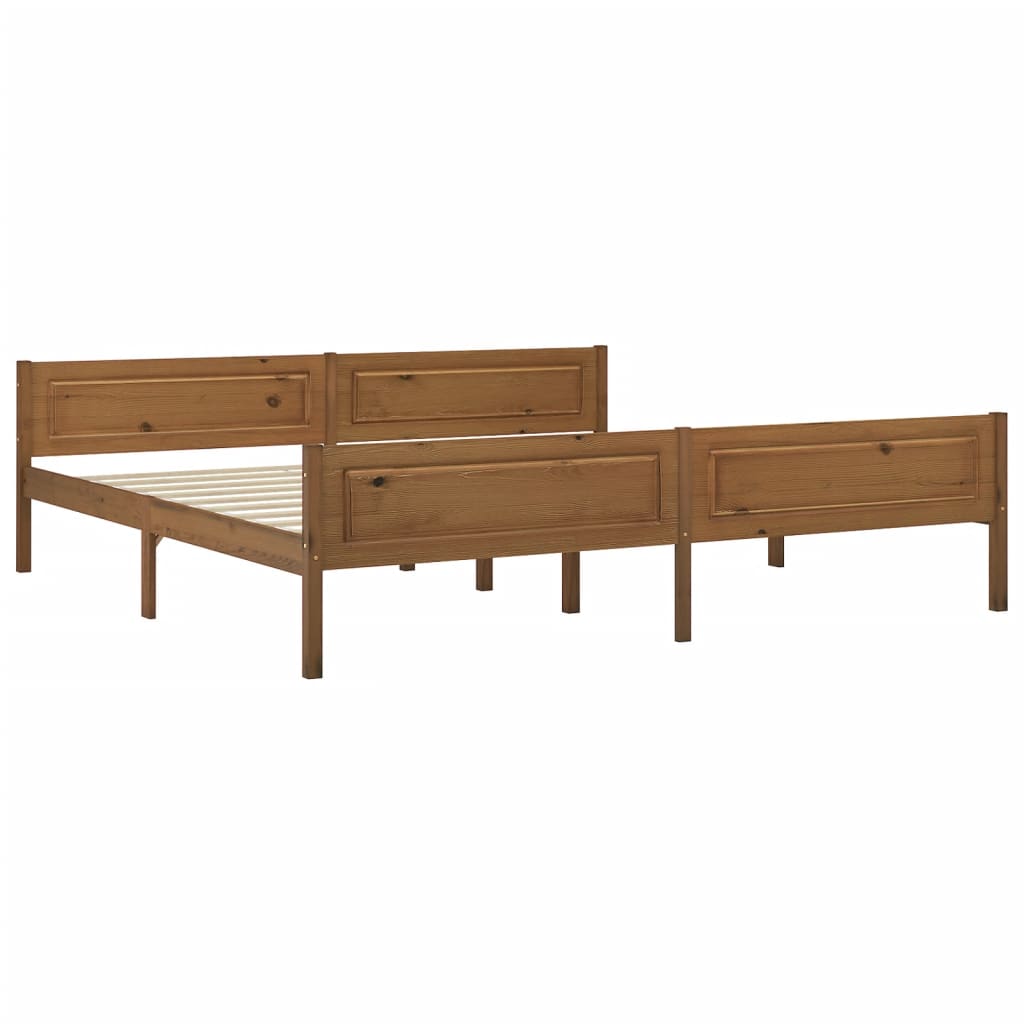 Cadre de lit sans matelas pin massif marron miel 200x200 cm - XIOS