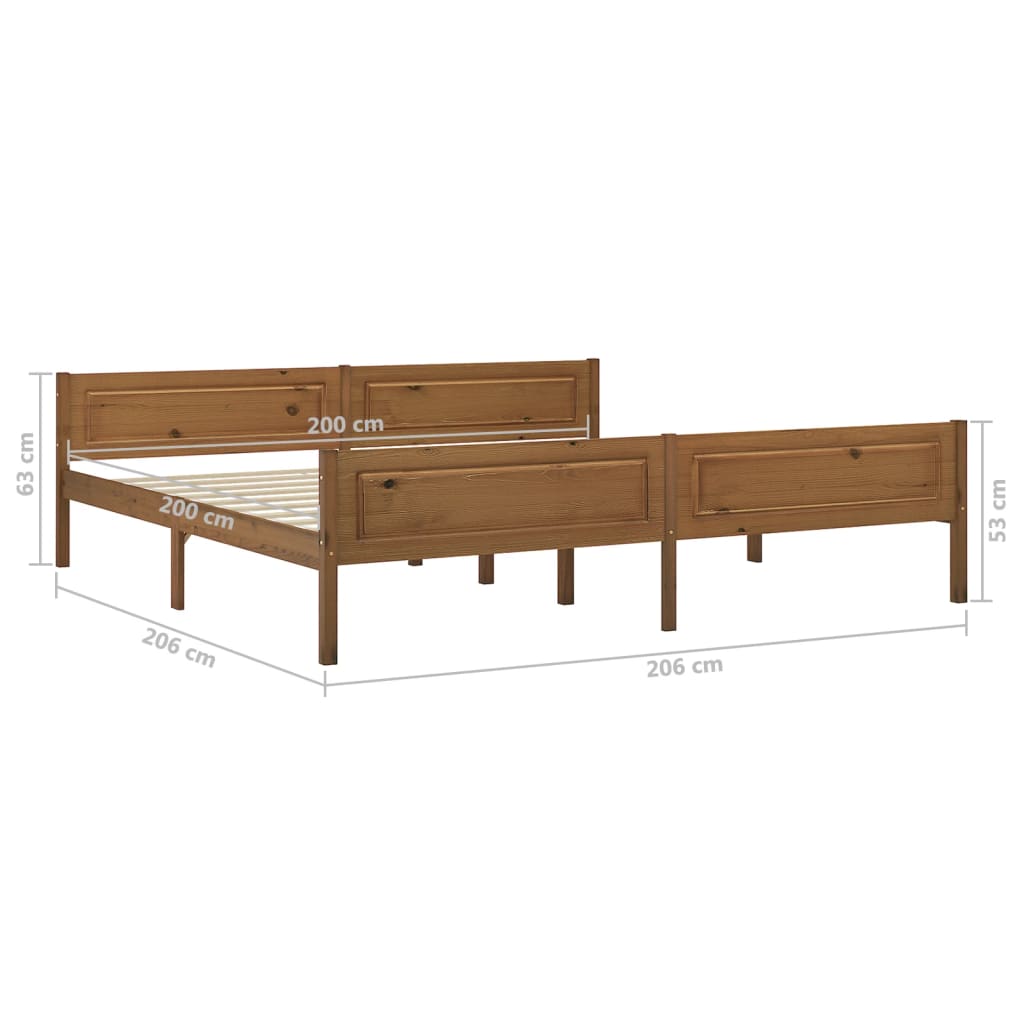 Cadre de lit sans matelas pin massif marron miel 200x200 cm - XIOS