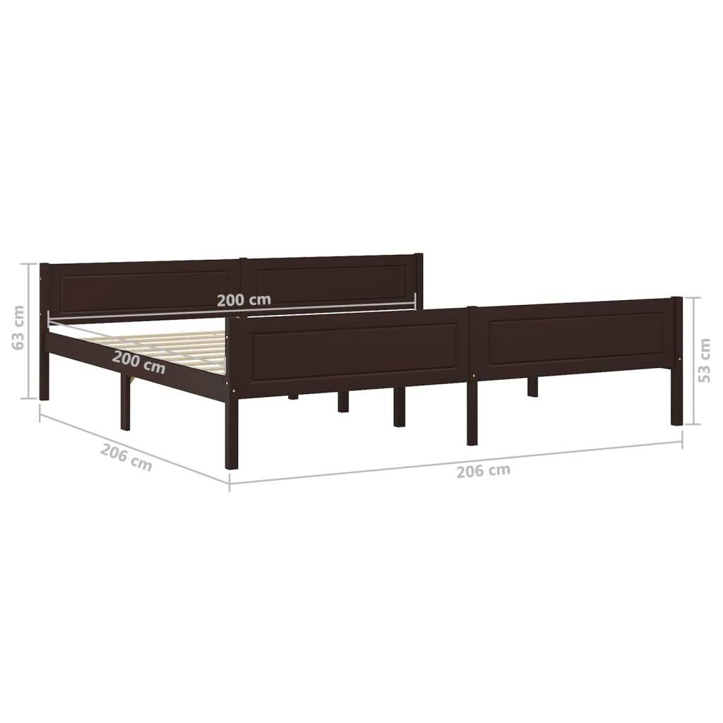 Cadre de lit sans matelas pin massif marron foncé 200x200 cm - XIOS