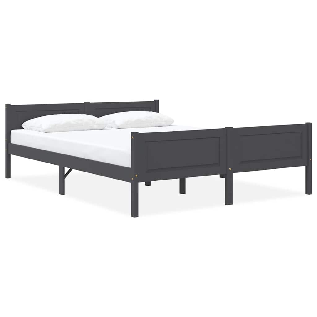 Cadre de lit sans matelas bois massif de pin gris 160x200 cm - XIOS