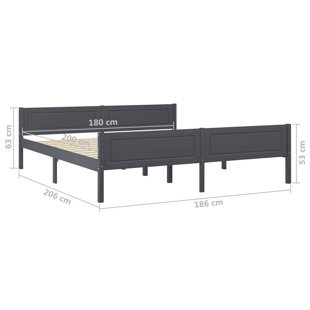 Cadre de lit sans matelas bois massif de pin gris 180x200 cm - XIOS