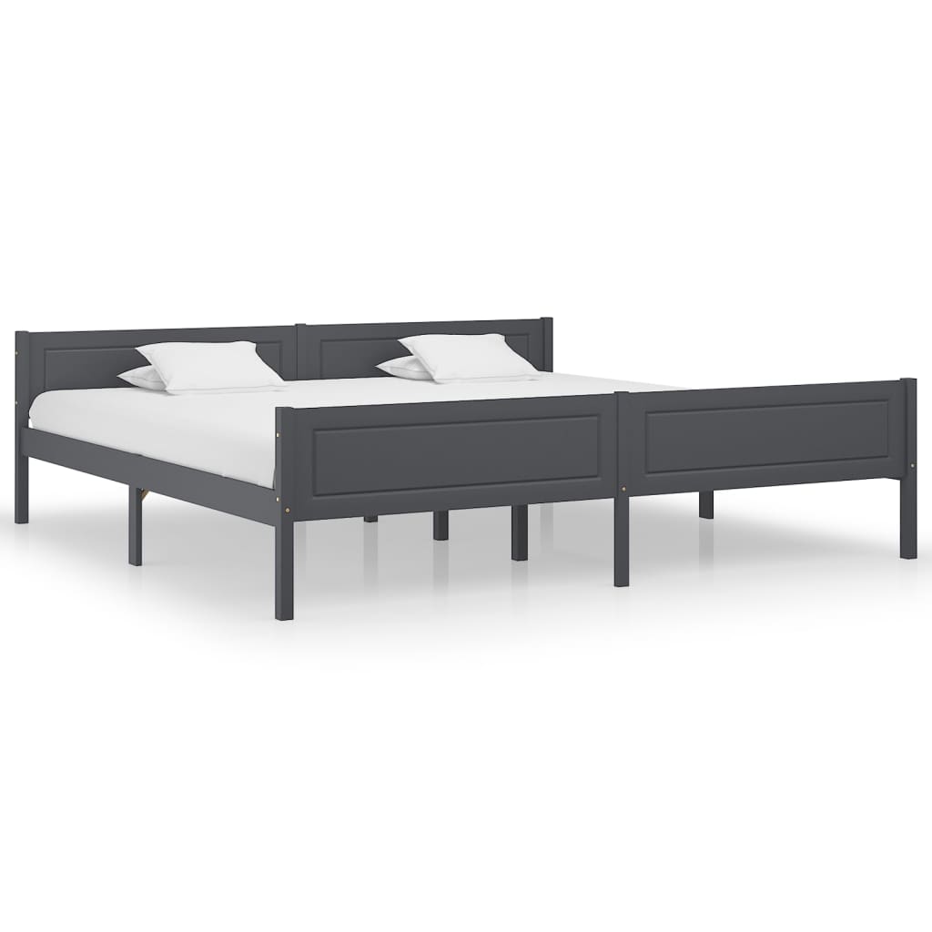 Cadre de lit sans matelas bois massif de pin gris 200x200 cm - XIOS
