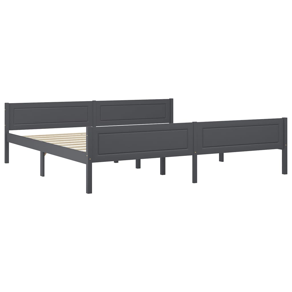 Cadre de lit sans matelas bois massif de pin gris 200x200 cm - XIOS