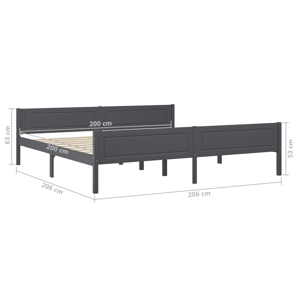 Cadre de lit sans matelas bois massif de pin gris 200x200 cm - XIOS
