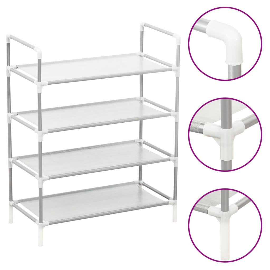 Étagère à chaussures 4 étagères Métal et tissu intissé Argenté - XIOS