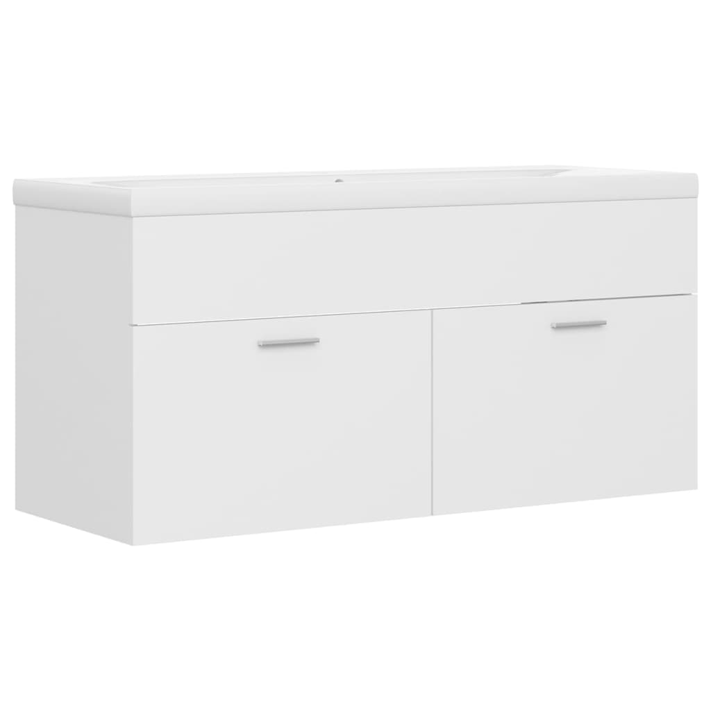 Armoire d'évier avec lavabo intégré Blanc Aggloméré