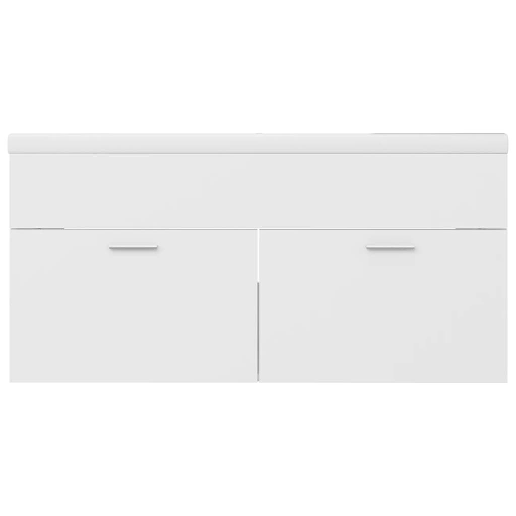 Armoire d'évier avec lavabo intégré Blanc Aggloméré