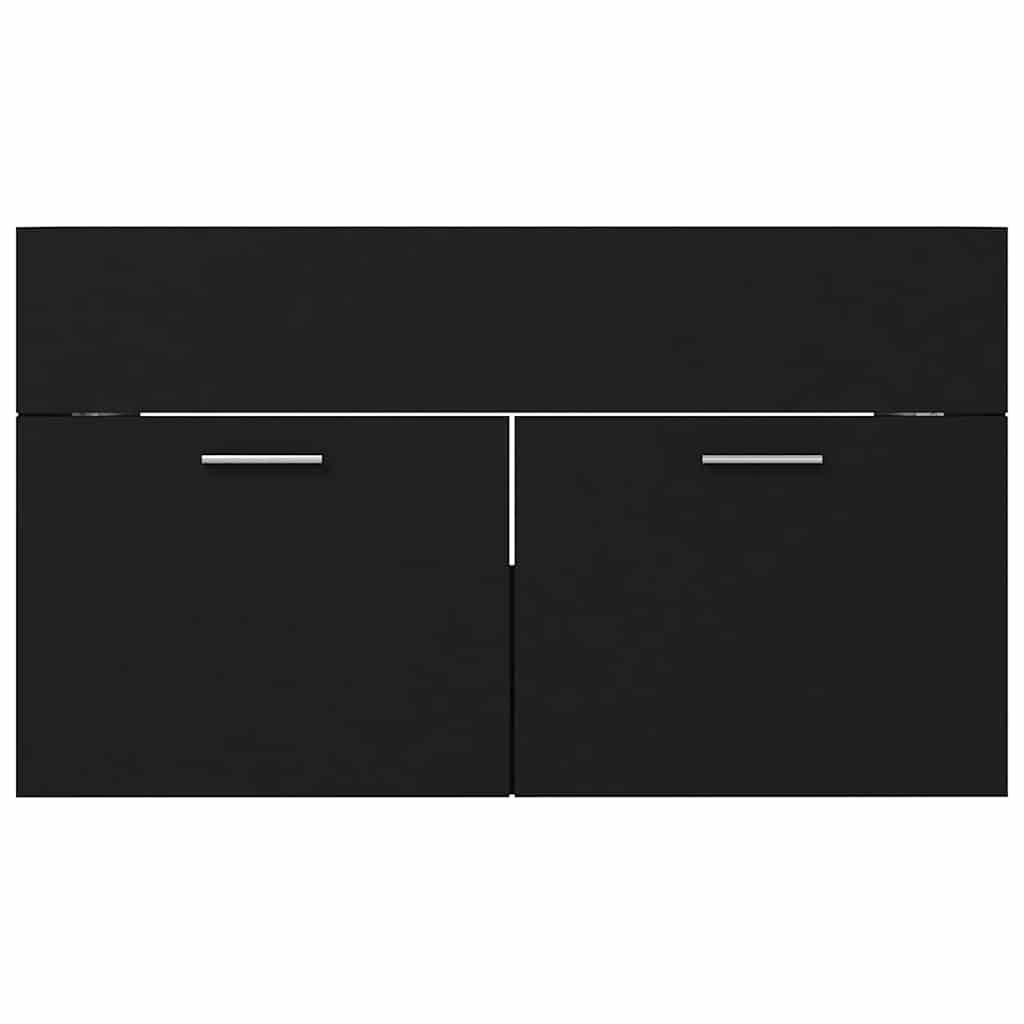Armoire d'évier avec lavabo intégré Noir Aggloméré
