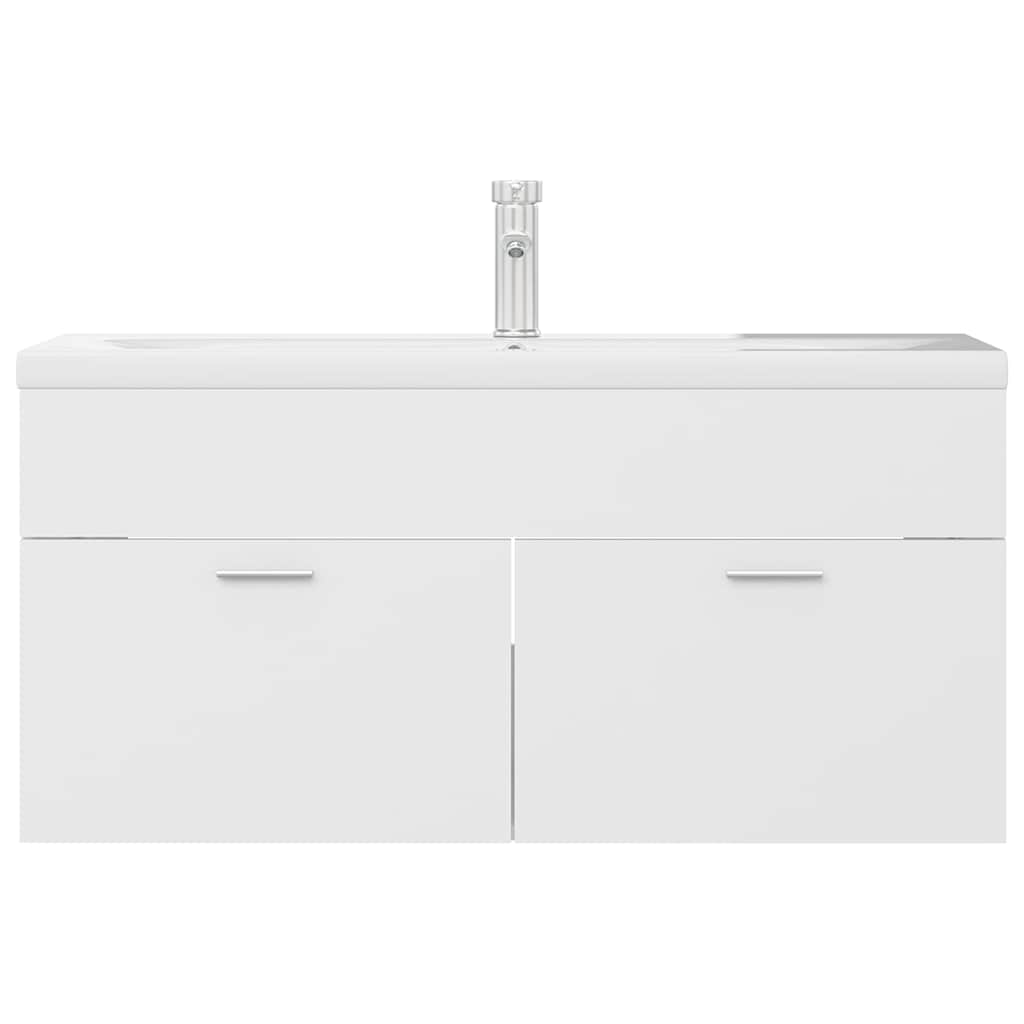 Armoire d'évier avec lavabo intégré Blanc Aggloméré