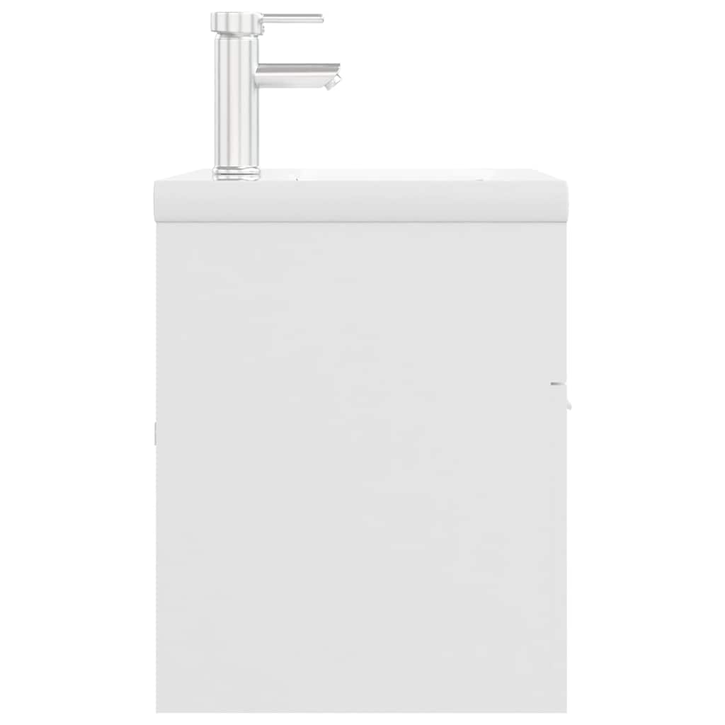 Armoire d'évier avec lavabo intégré Blanc Aggloméré