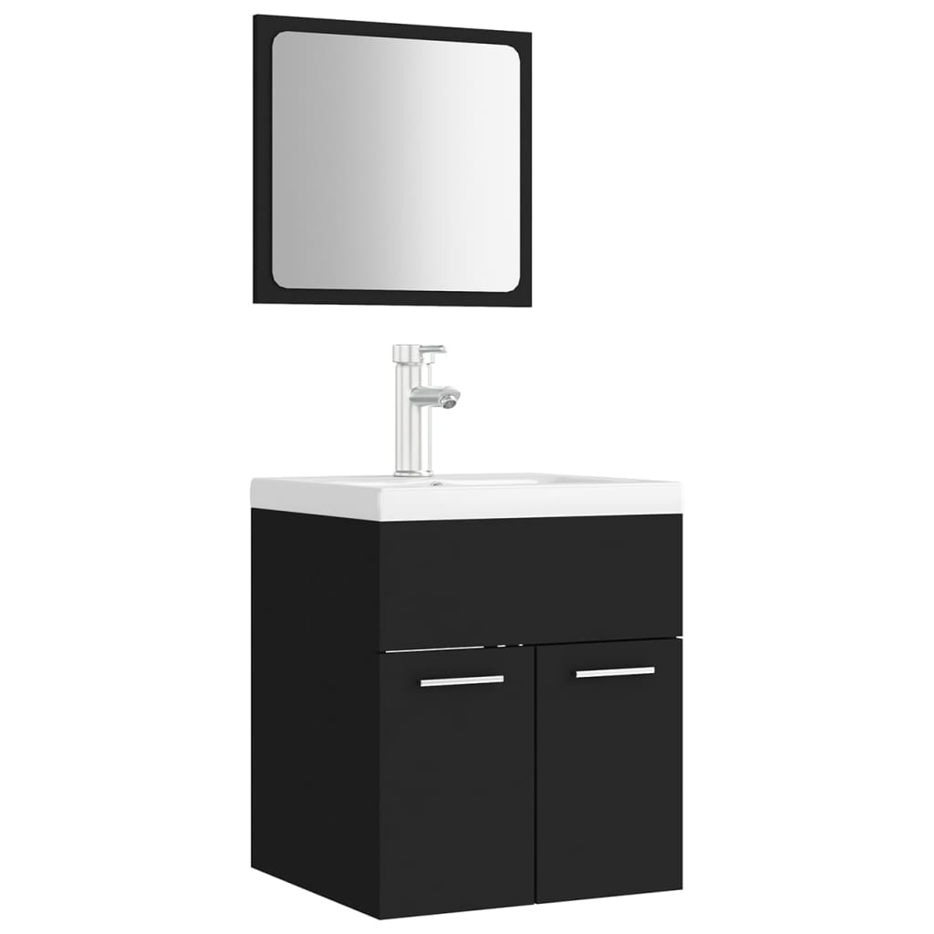 Ensemble de meubles de salle de bain Noir Aggloméré