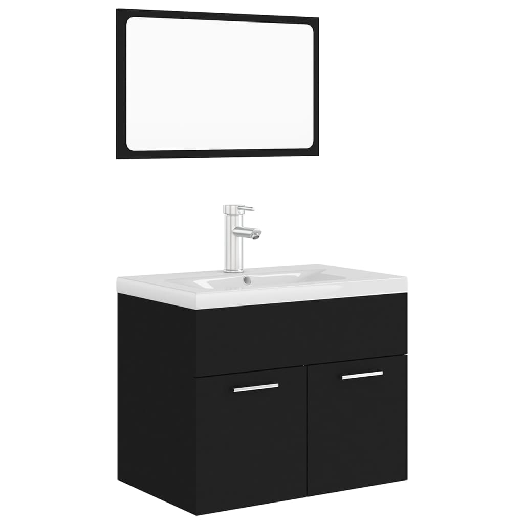Ensemble de meubles de salle de bain Noir Aggloméré