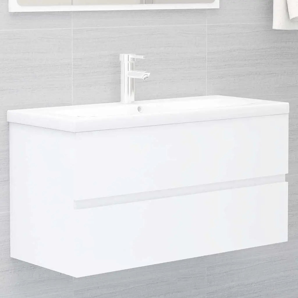 Armoire d’évier avec lavabo intégré Blanc Bois d’ingénierie - XIOS