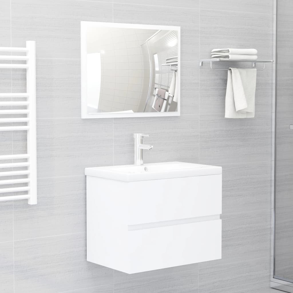 Armoire d'évier avec lavabo intégré blanc bois d'ingénierie - XIOS