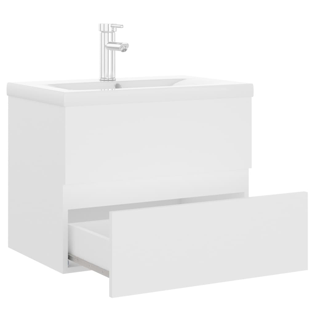 Armoire d'évier avec lavabo intégré blanc bois d'ingénierie - XIOS