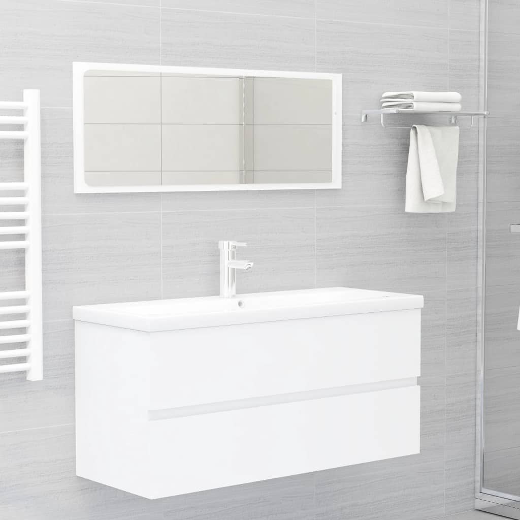 Armoire d'évier avec lavabo intégré blanc bois d'ingénierie - XIOS