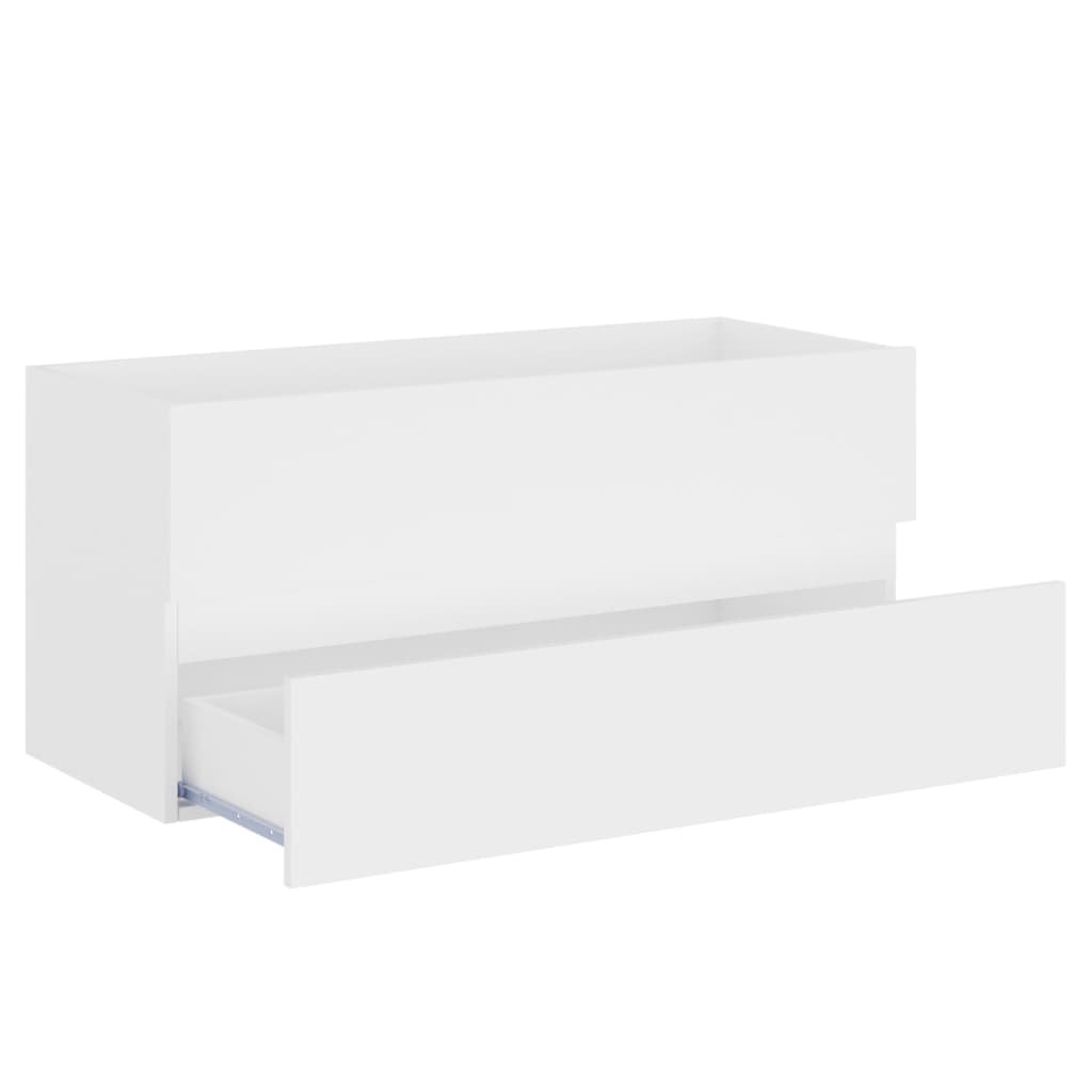 Armoire d'évier avec lavabo intégré blanc bois d'ingénierie - XIOS