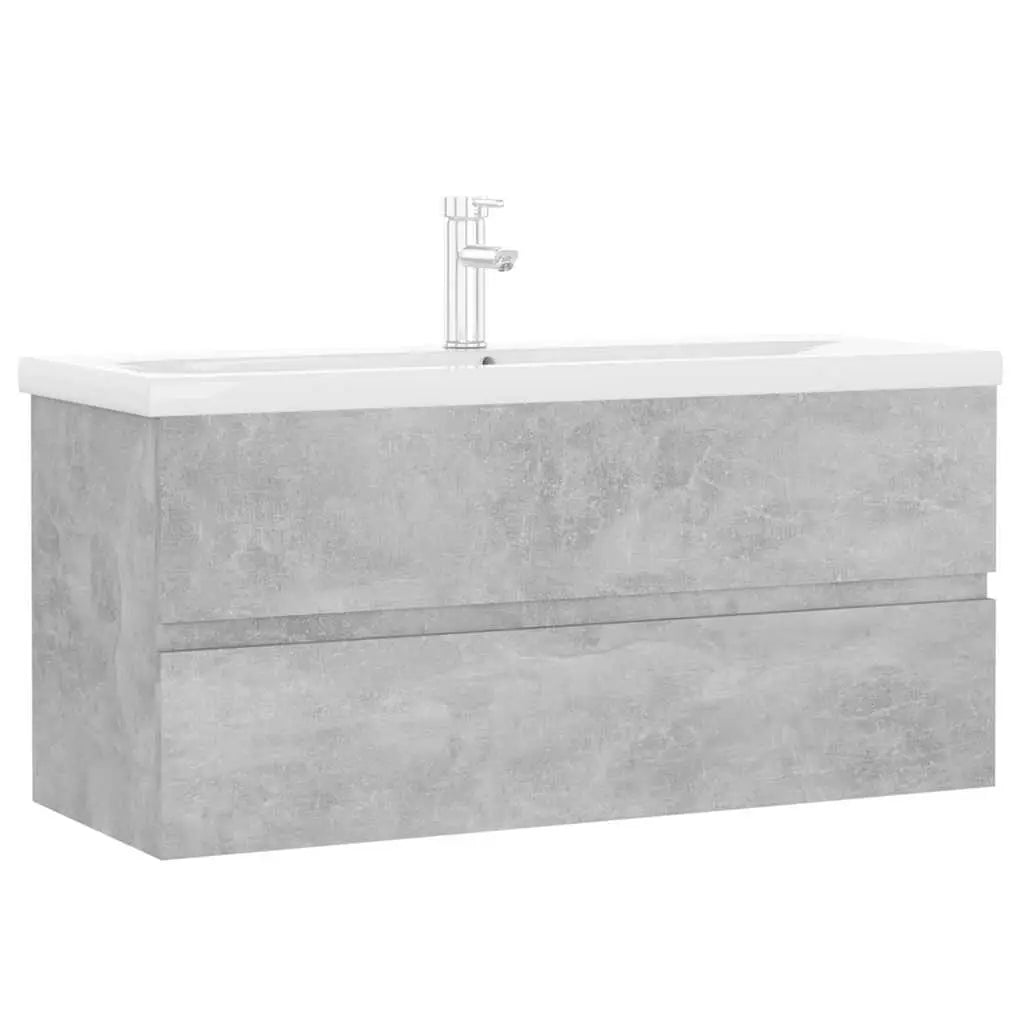 Armoire d’évier et lavabo intégré gris béton bois d’ingénierie - XIOS
