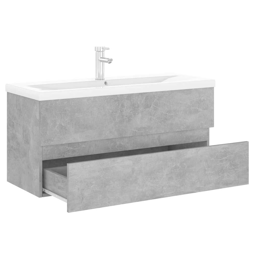Armoire d'évier et lavabo intégré gris béton bois d'ingénierie - XIOS